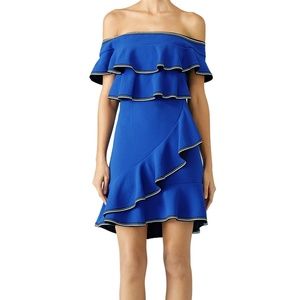 Rebecca Vallance Cobalt Ruffle Mini-Dress; size 6